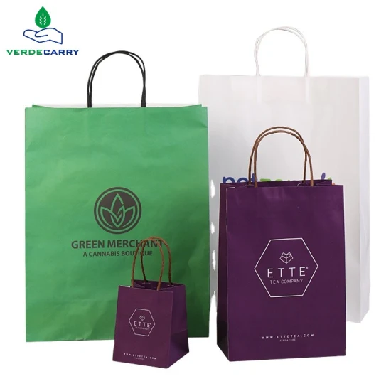 Customized Small Round Rope Kraft Paper Bag with Its Own Logo for Environment